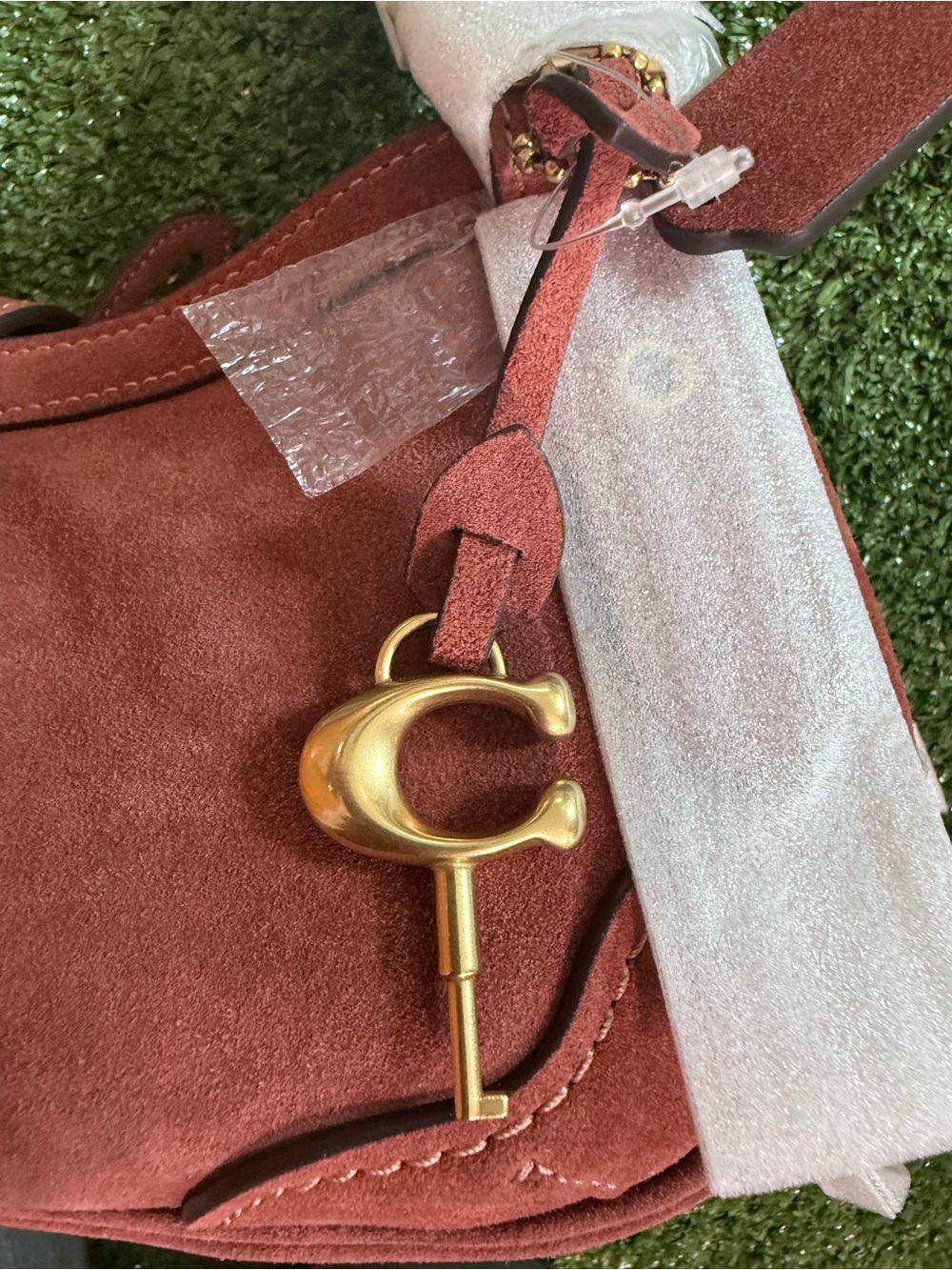 Coach Drifter Shoulder Bag 31 in clay suede / brass hardware -overseas exclusive - Picture 3 of 7